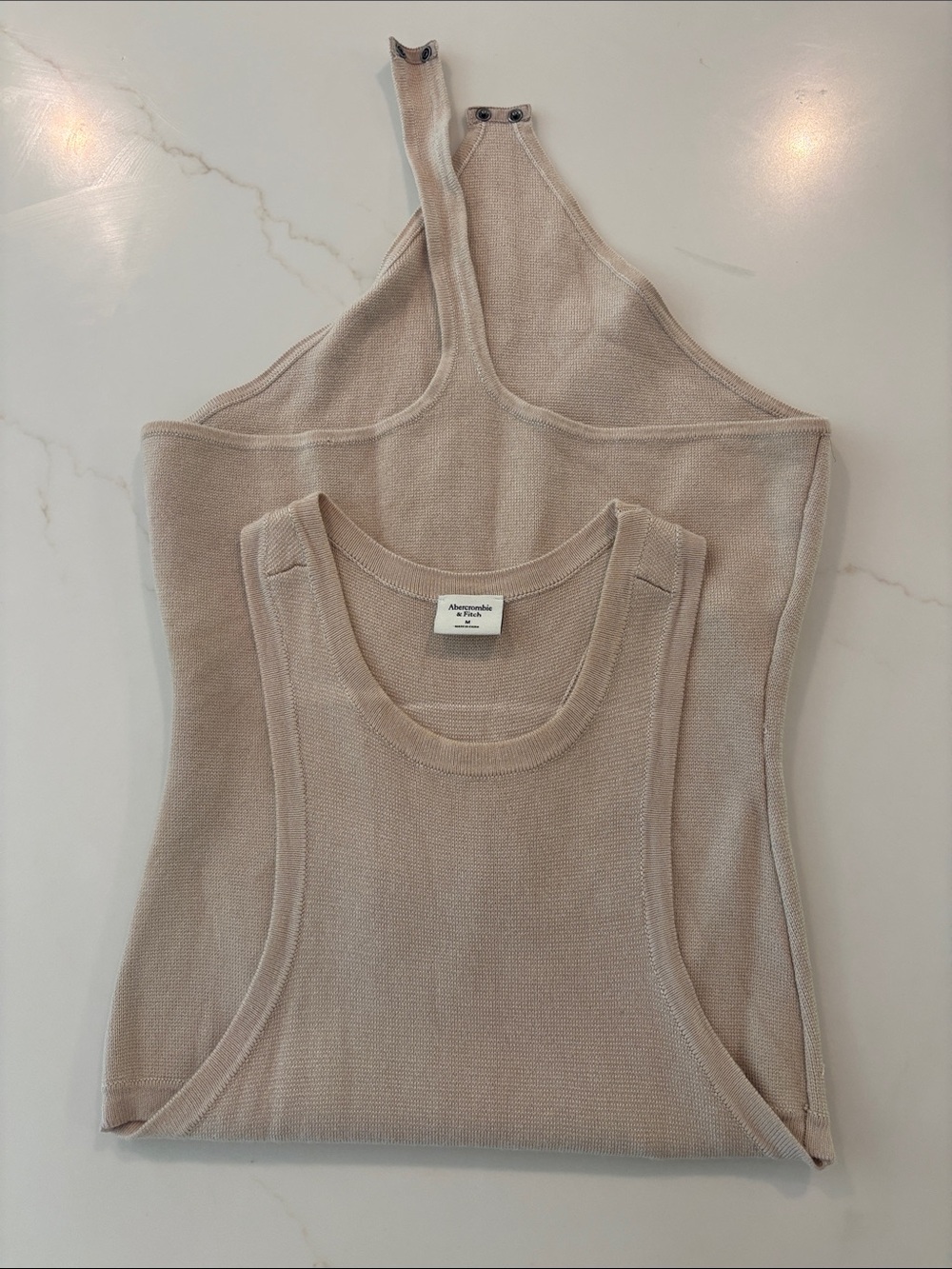Abercrombie & Fitch Neutral Beige Knit Halter Bodysuit